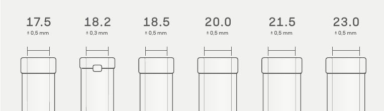 Bottle opening diameters for Vinolok stoppers
