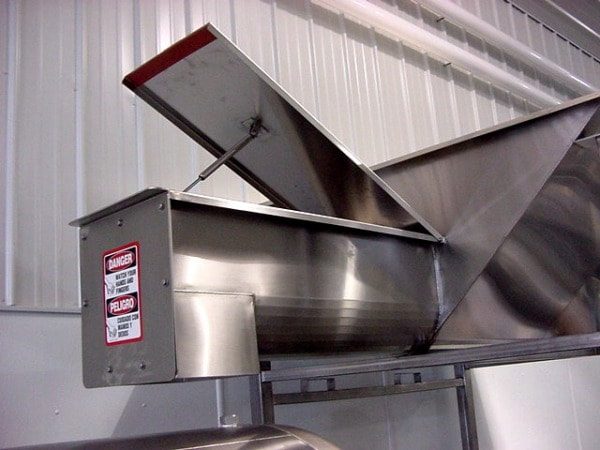 Receiving hopper discharge