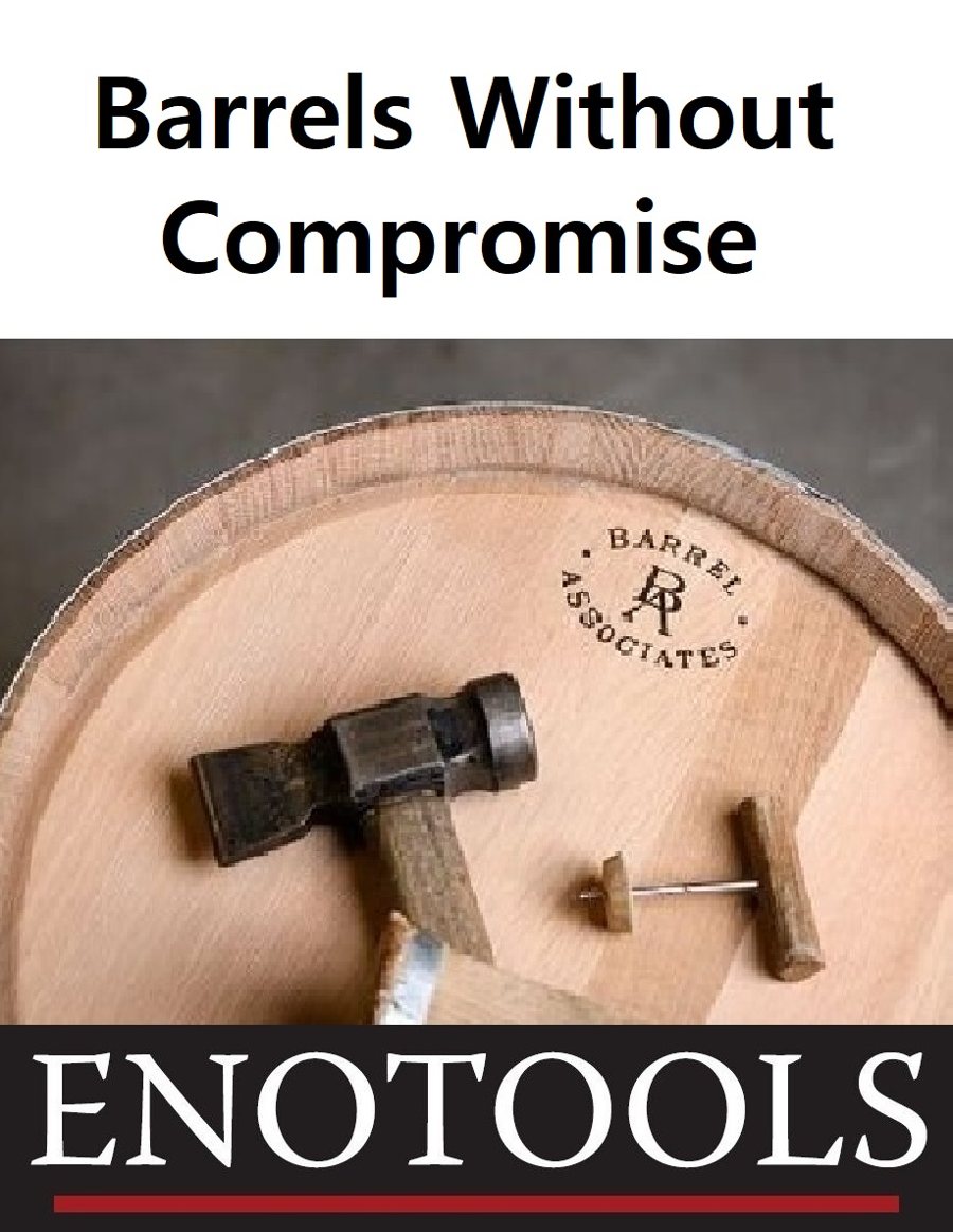 Barrels Without Compromise: a Barrel Associates barrel head with cooper's hammer, from ENOTOOLS