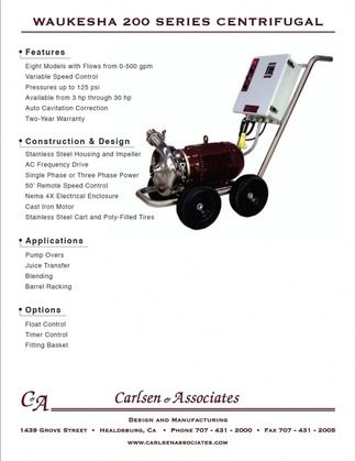 Waukesha 200 series centrifugal pump from Carlsen