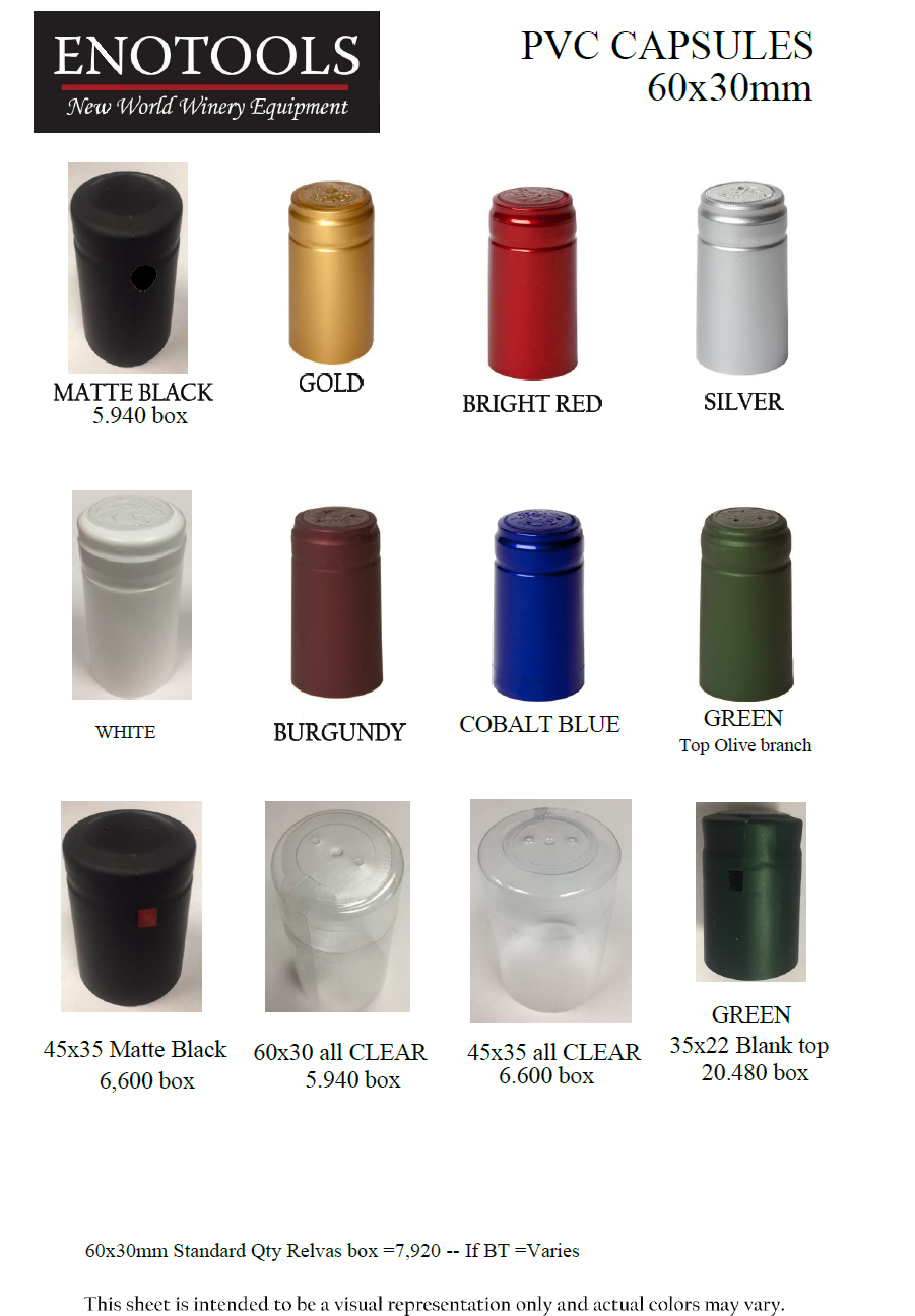 Heat Shrink PVC Capsules stock colors 